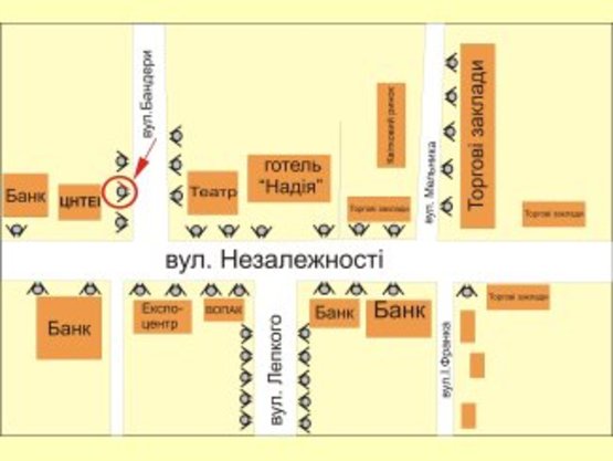 Схема рекламної площини за адресою вул. Бандери - Незалежності ст.А №2
