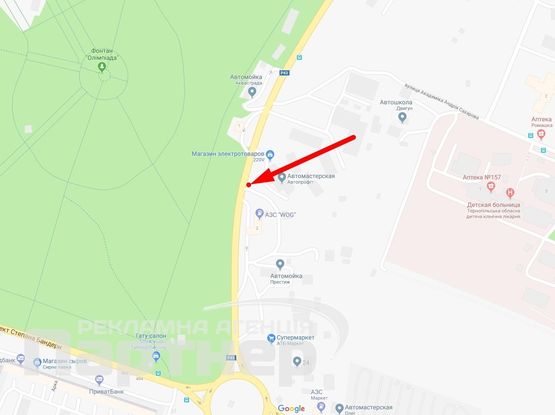 Схема рекламной плоскости по адресу 15 Квітня