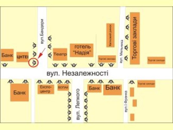 Схема рекламної площини за адресою вул. Бандери - Незалежності ст.А №3