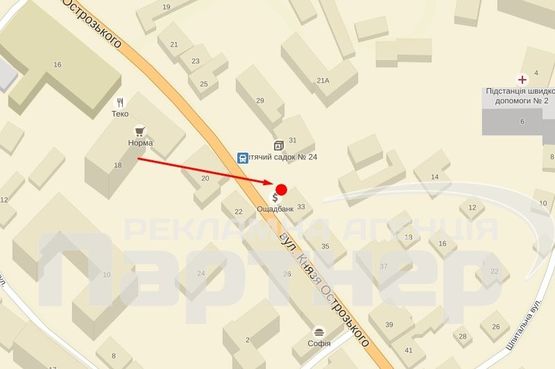 Схема рекламной плоскости по адресу Острозького