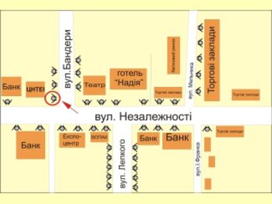 Схема рекламной плоскости по адресу вул. Бандери - Незалежності ст.Б №3