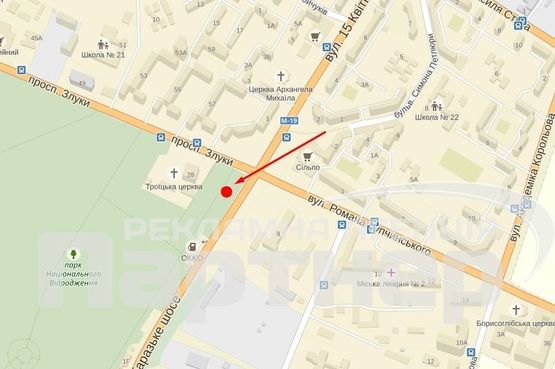 Схема рекламной плоскости по адресу 15 Квітня