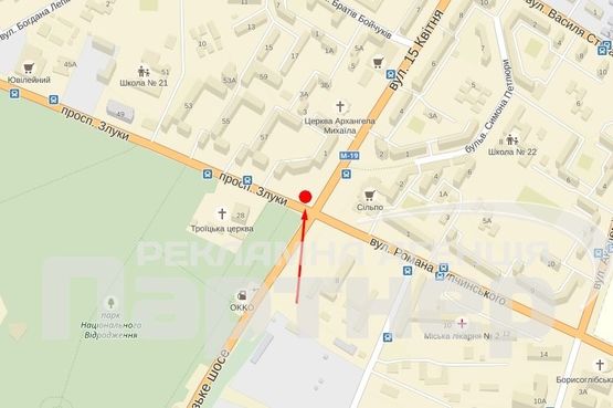 Схема рекламной плоскости по адресу 15 Квітня