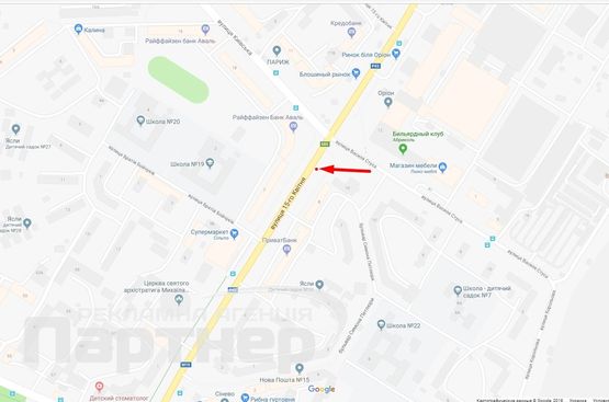 Схема рекламной плоскости по адресу 15 Квітня