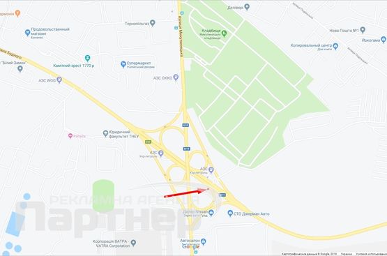 Схема рекламной плоскости по адресу Об’їзна