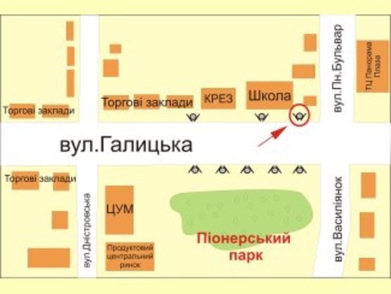 Схема рекламной плоскости по адресу вул. Галицька ( ТД "Панорама Плаза") ст. Б