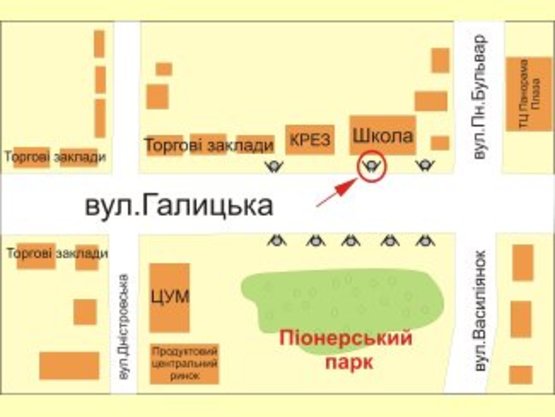 Схема рекламної площини за адресою вул. Галицька (маг."Крез") ст. Б