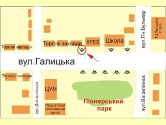 Схема рекламної площини за адресою вул. Галицька (маг. Галичанка)  ст А