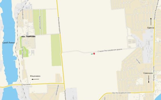 Схема рекламної площини за адресою Ильичевская дорога от Паромной переправы в Одессу, к оптовому стройрынку