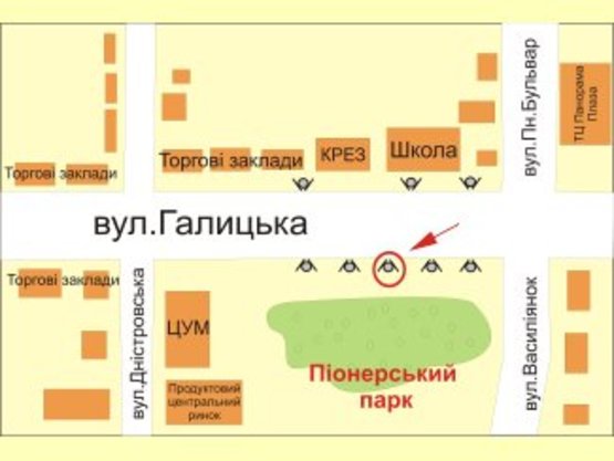 Схема рекламної площини за адресою вул. Галицька - Василіянок  №1 ст Б