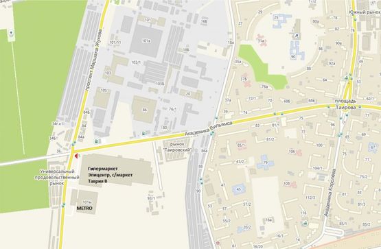 Схема рекламної площини за адресою Ак.Вильямса ул. - М.Жукова (Небесной Сотни) пр-т, "Эпицентр".  Конструкция под баннер