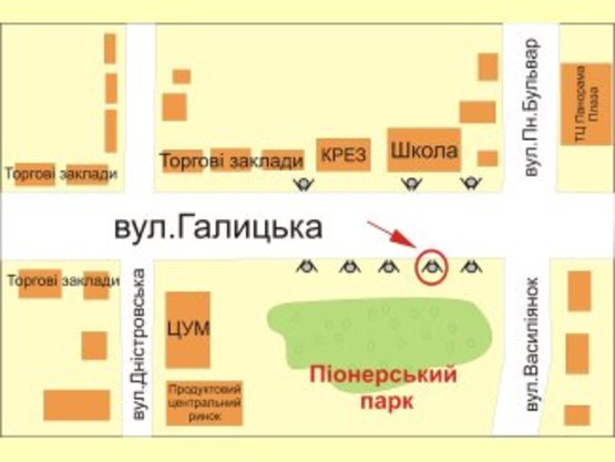 Схема рекламної площини за адресою вул. Галицька - Василіянок  №2 ст А