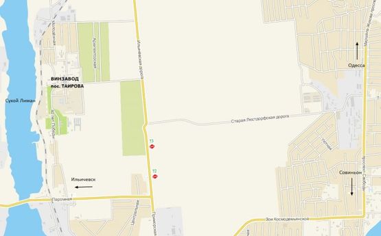 Схема рекламної площини за адресою Черноморск-Одесса.В Одессу - винзавод Таирово, из Ильичевска, Белгород-Днестровский, Затоки