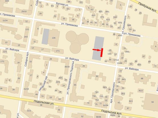 Схема рекламної площини за адресою Соборная ул., 11, возле продуктового рынка