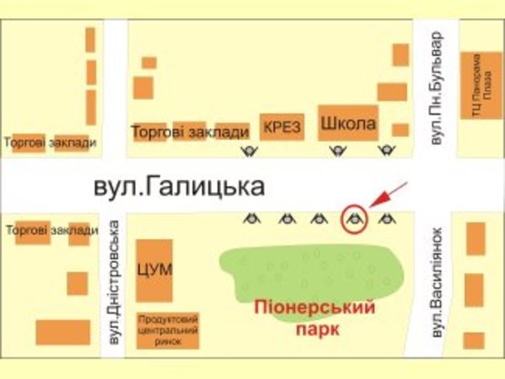 Схема рекламної площини за адресою вул. Галицька - Василіянок  №2 ст Б