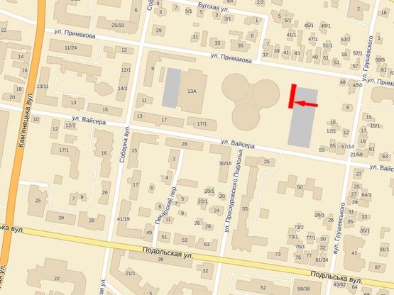 Схема рекламної площини за адресою Соборная ул., 11, возле продуктового рынка