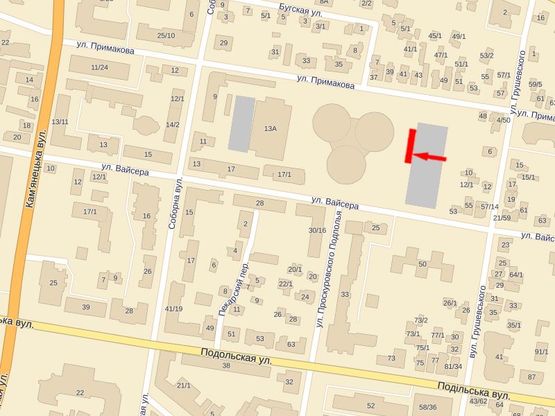 Схема рекламної площини за адресою Соборная ул., 11, возле продуктового рынка