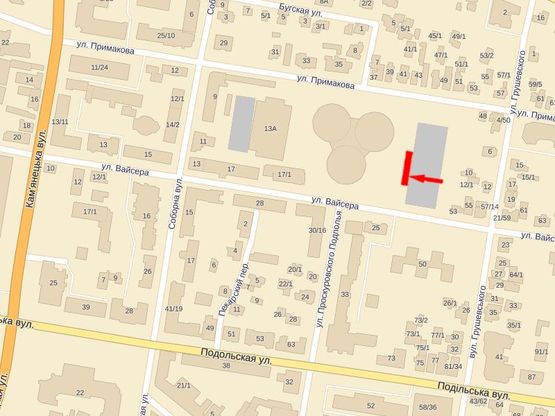 Схема рекламної площини за адресою Соборная ул., 11, возле продуктового рынка