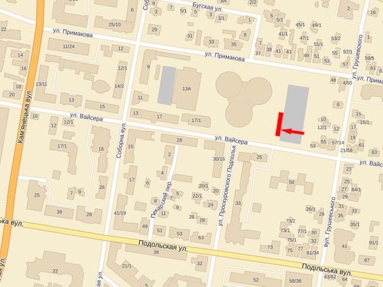 Схема рекламної площини за адресою Соборная ул., 11, возле продуктового рынка