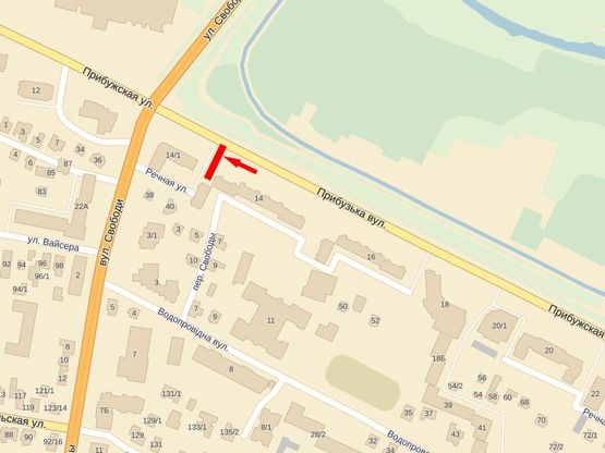 Схема рекламної площини за адресою Прибужская ул. - ул. Свободы, возле "Укрэксимбанка"