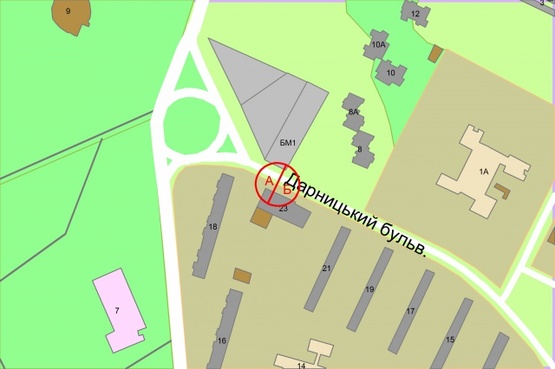 Схема рекламной плоскости по адресу бульв. Дарницький, 23 (03-0187-01)