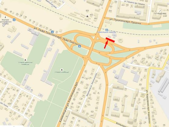 Схема рекламної площини за адресою Каменецкая ул. - ул. Толстого, правый