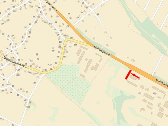 Схема рекламної площини за адресою Винницкое шоссе, возле магазина "Лезнево", въезд в город