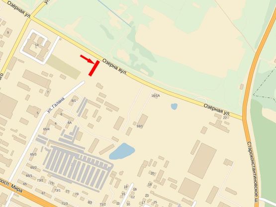 Схема рекламної площини за адресою Озерная ул. - ул.Галана