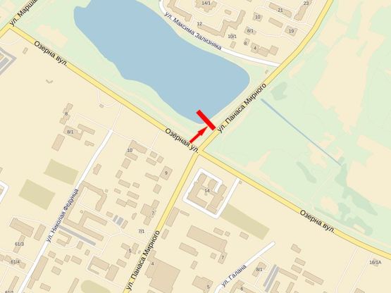 Схема рекламной плоскости по адресу Мирного П. ул., возле озера