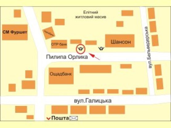 Схема рекламної площини за адресою вул. Пилипа Орлика №2 ст А