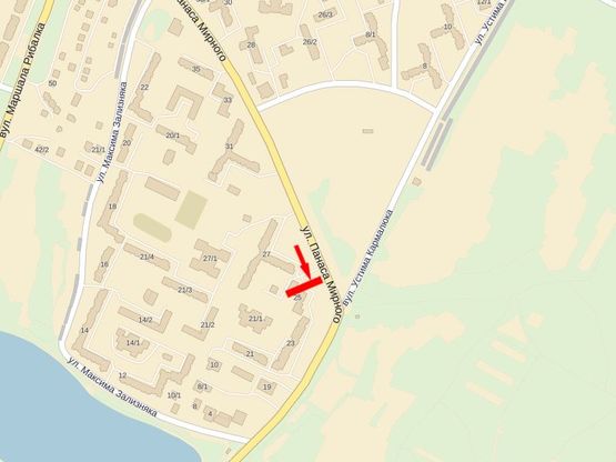 Схема рекламної площини за адресою Мирного П. ул. - ул. Кармелюка