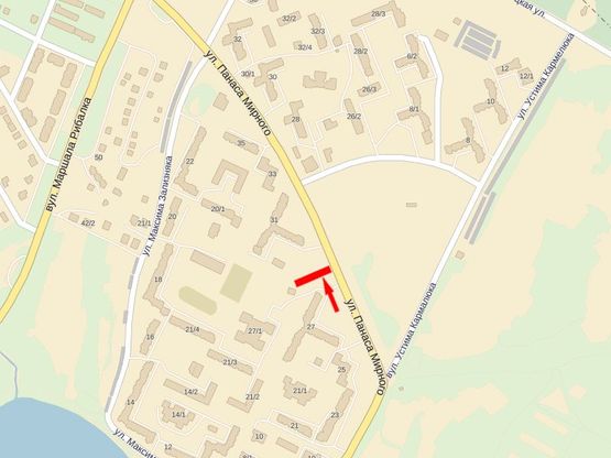 Схема рекламної площини за адресою Мирного П. ул, 29, возле ночного клуба "Шторм" , супермаркета "Дана"