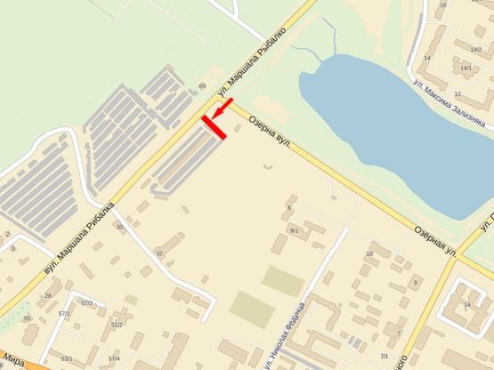 Схема рекламної площини за адресою Рибалко М. ул., элитный массив