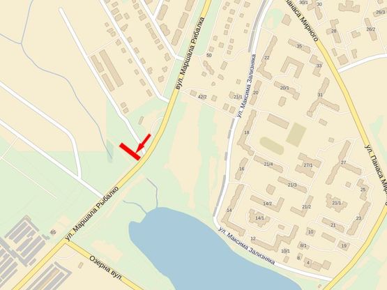 Схема рекламної площини за адресою Рыбалка М. ул. - ул. Кубаса, м-н Отрадное