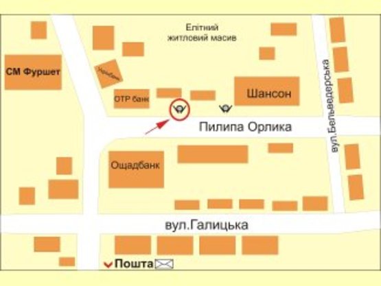 Схема рекламної площини за адресою вул. Пилипа Орлика №2 ст Б