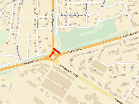 Схема рекламной плоскости по адресу Львовское шоссе, круг, з-д "Катион"