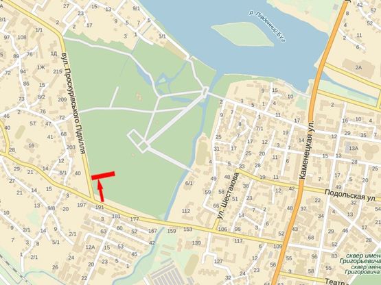 Схема рекламної площини за адресою Курчатова ул., возле центрального парка отдыха