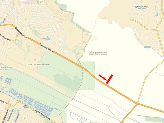 Схема рекламної площини за адресою Въезд из Винницы, в сторону Царского села