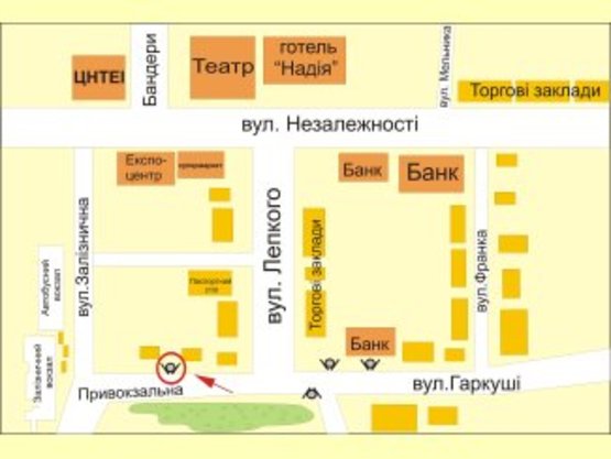 Схема рекламної площини за адресою вул. Привокзальна-Гаркуші №1 ст А