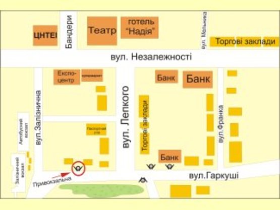 Схема рекламной плоскости по адресу вул. Привокзальна-Гаркуші №1 ст Б