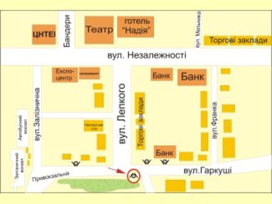 Схема рекламної площини за адресою вул. Привокзальна-Гаркуші №2 ст А