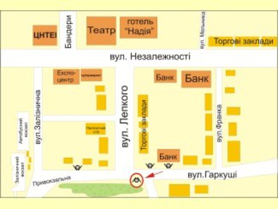 Схема рекламной плоскости по адресу вул. Привокзальна-Гаркуші №2 ст Б