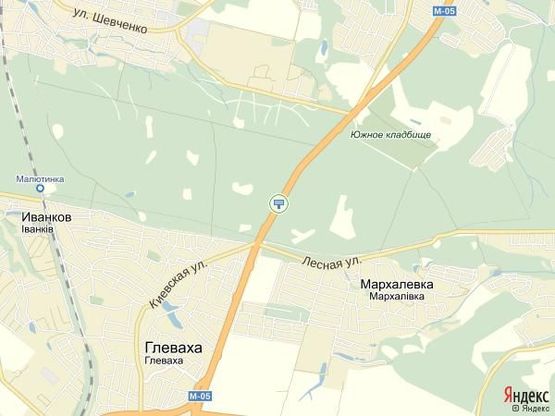 Схема рекламної площини за адресою Автодорога, М-05, Киев-Одесса, км23+000 (между с. Вита-Почтовая и Глевахой)