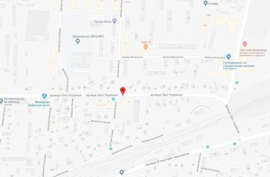 Схема рекламной плоскости по адресу Вишневе, Вишневе, вул.Л.Українки, буд.19, на перехресткі з вул