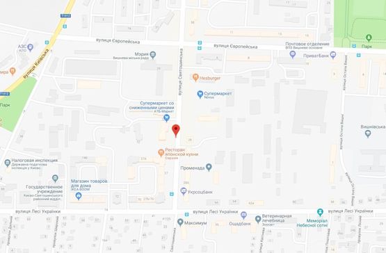 Схема рекламной плоскости по адресу Вишневе, вул.Святошинська, напроти ЖК Акварелі