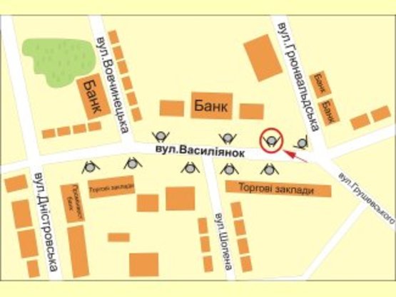 Схема рекламной плоскости по адресу вул. Грюнвальдська-Васильянок №2 ст А