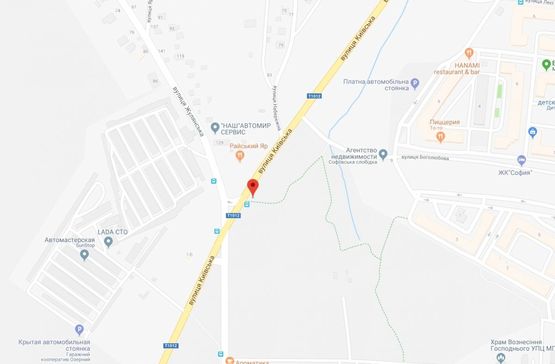 Схема рекламной плоскости по адресу Вишневе, вул.Київська, біля зупинки Вишневе, направлення на Боярку