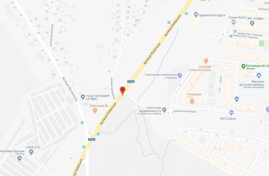 Схема рекламної площини за адресою Софіївська Борщагівка, вул.Київськая, на світлофорі на ЖК Софіївська Слобідка, направлення на Київ