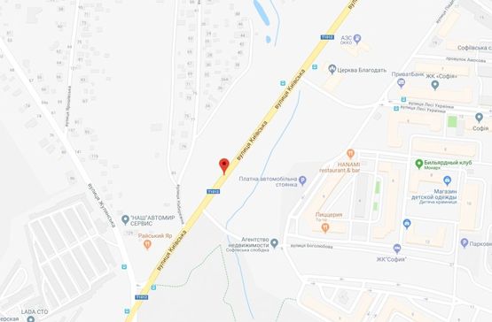 Схема рекламної площини за адресою Софіївська Борщагівка, вул.Київська, направлення на Боярку