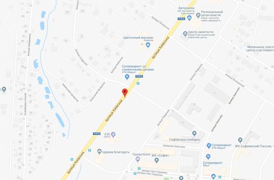 Схема рекламної площини за адресою Софіївська Борщагівка, вул.Київська, біля бізнес-центру, направлення на Київ